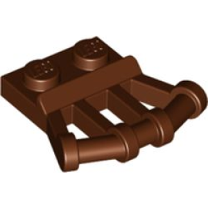 Plaat, Aangepast 1x2 met schuine handvaten aan zijkant Reddish Brown