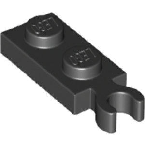 Plaat, Aangepast 1x2 met clip aan uiteinde (verticale greep) Black