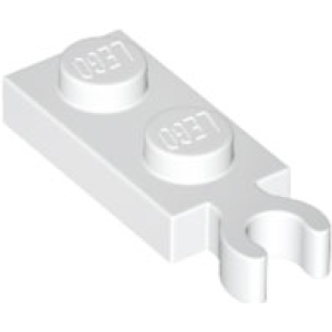 Plaat, Aangepast 1x2 met clip aan uiteinde (verticale greep) White