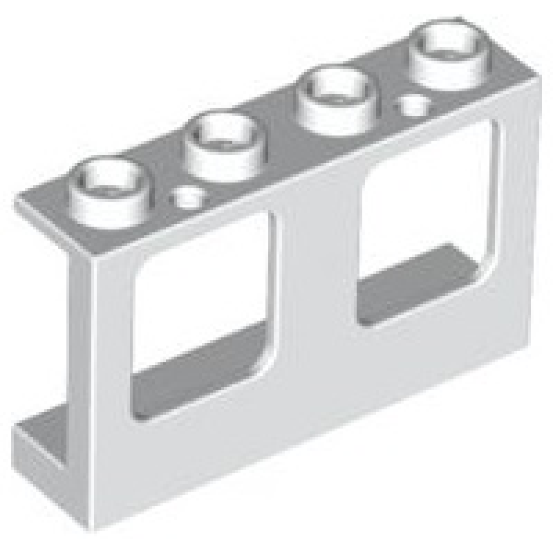 Raam 1x4x2 met 1 Gat aan Onder- en Bovenkant voor glas White