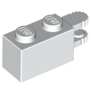 Scharnier Steen 1x2 vergrendeling met 2 vingers horizontaal White