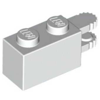 Scharnier Steen 1x2 vergrendeling met 2 vingers horizontaal White