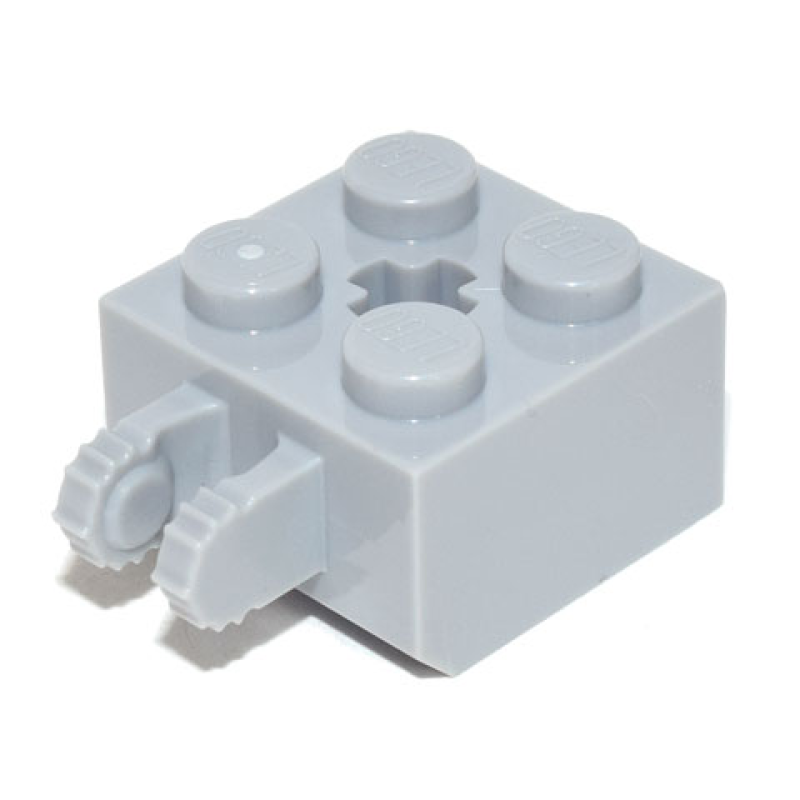 Scharnier Steen 2x2 met 2 vingers verticaal en asgat Light Bluish Gray
