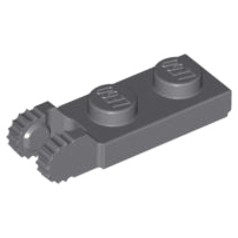 Scharnier, Plaat 1x2 met 2 uitsteeksels aan eind Dark Bluish Gray