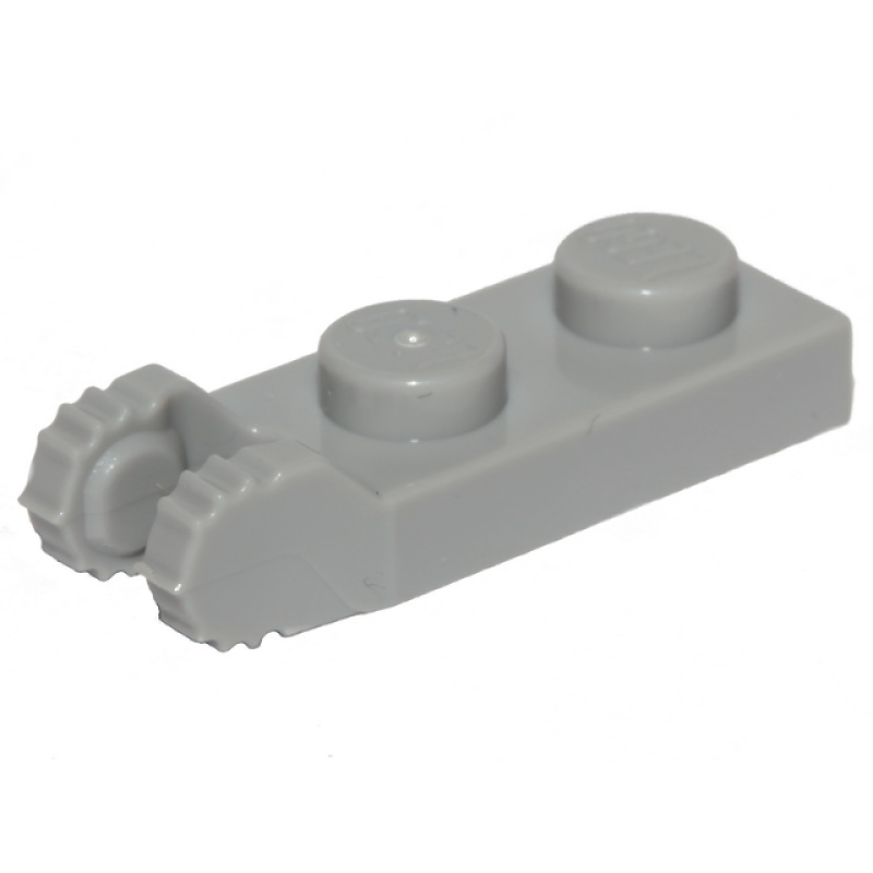 Scharnier, Plaat 1x2 met 2 uitsteeksels aan eind Light Bluish Gray