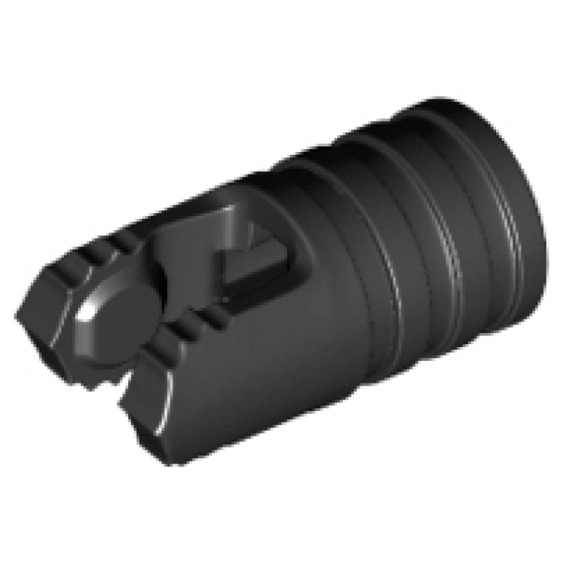 Scharnier Cilinder 1x2 met 2 vingers, 7 tanden en as gat aan uiteinden zonder sleuven Black