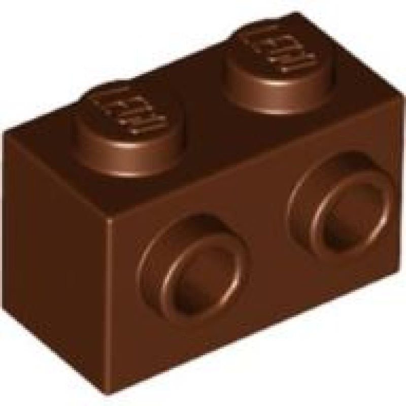 Steen, Aangepast 1x2 met 2 nopjes aan 1 kant Reddish Brown