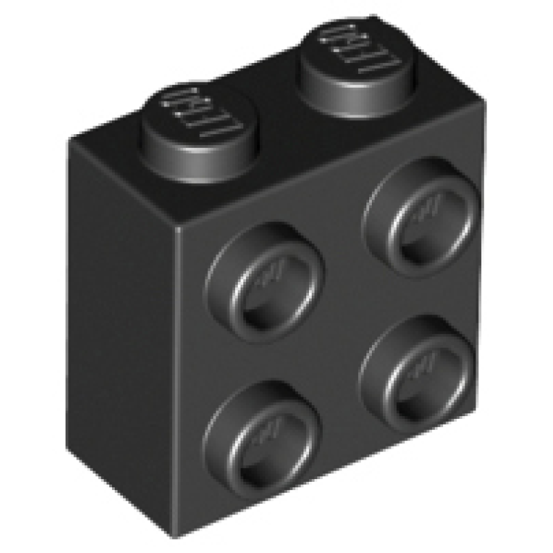 Steen, Aangepast 1x2x1 2/3 met noppen aan de zijkant Black