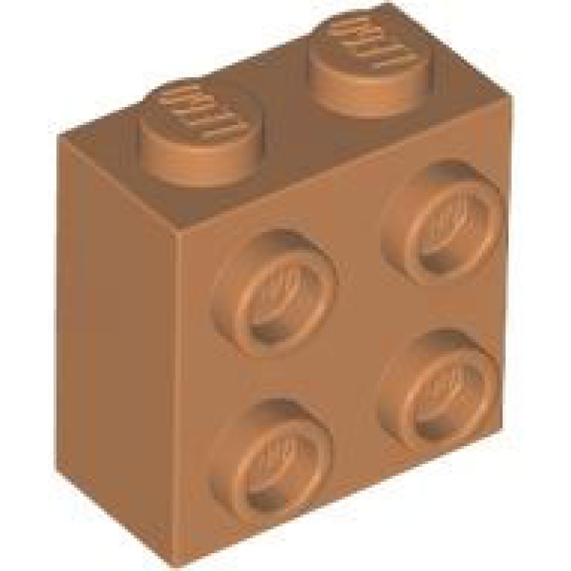 Steen, Aangepast 1x2x1 2/3 met noppen aan de zijkant Medium Nougat