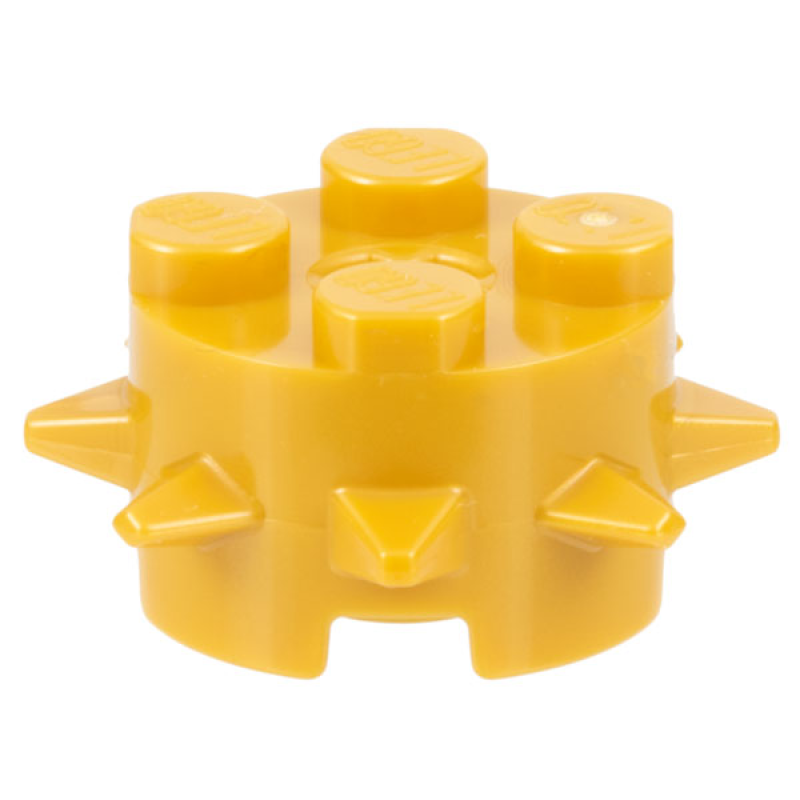 Steen, Rond 2x2 met pinnen en as gat Pearl Gold