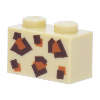 Steen 1x2 met dieren patroon Tan