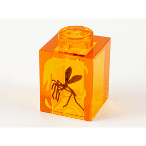 Steen 1x1 met gele strepen en zwarte mug in Amber steen Trans Orange