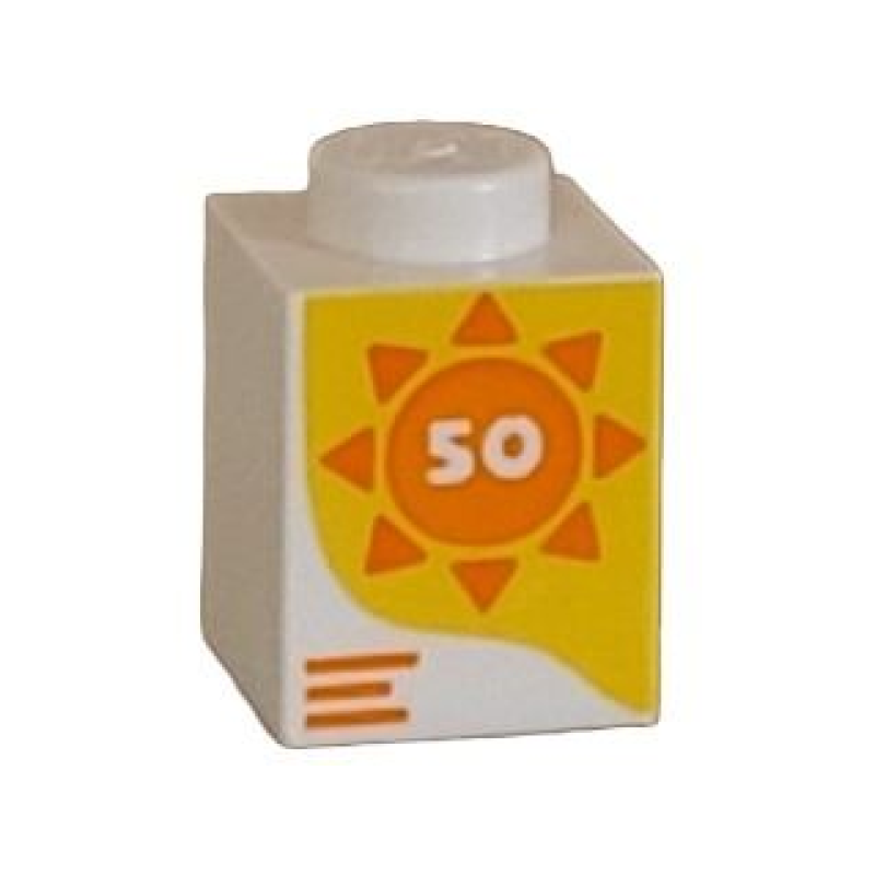 Steen 1x1 met factor 50 zonnebrandcreme opdruk White