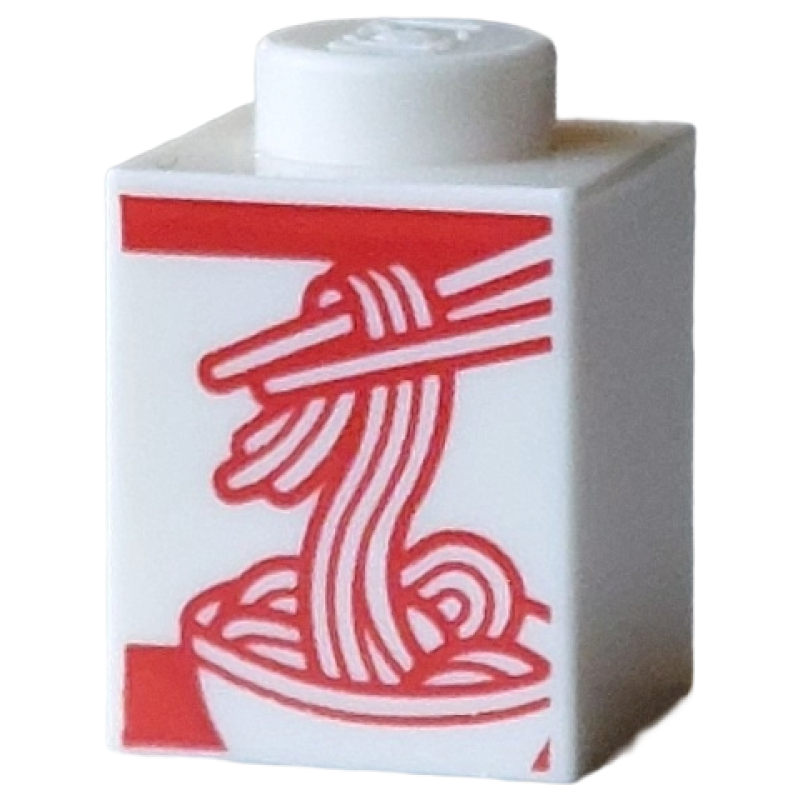 Brick 1x1 met noedels opdruk White