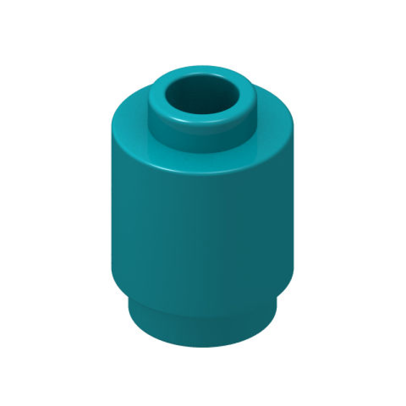 Steen, Rond 1x1 met open nop Dark Turquoise
