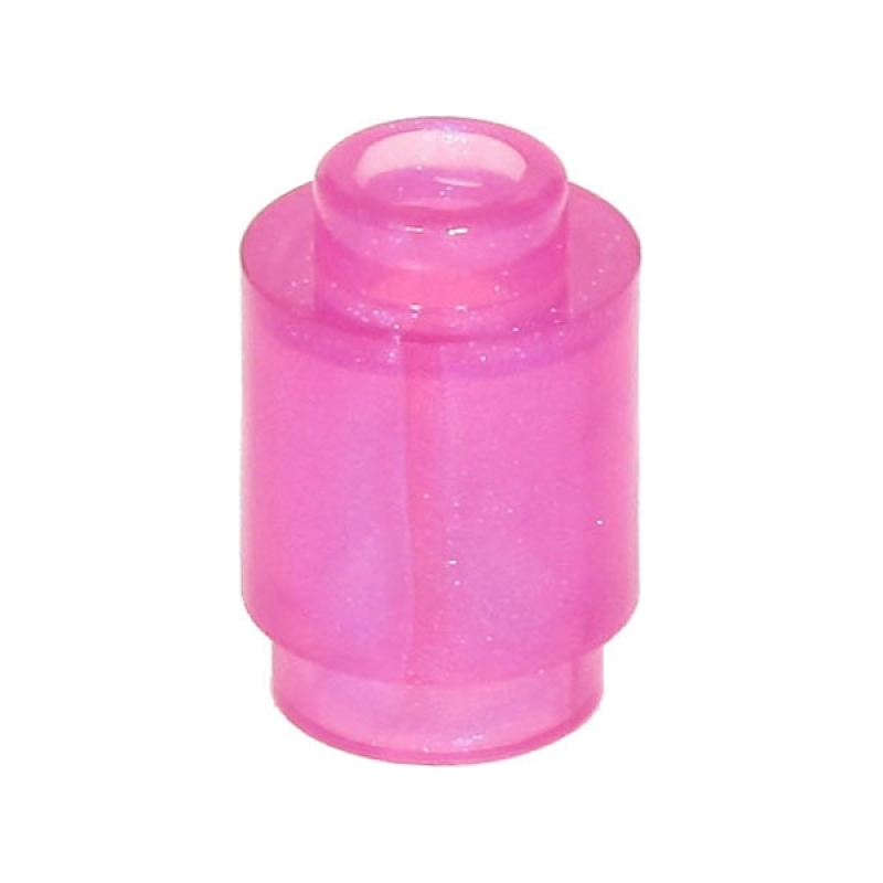 Steen, Rond 1x1 met open nop Satin Trans Dark Pink