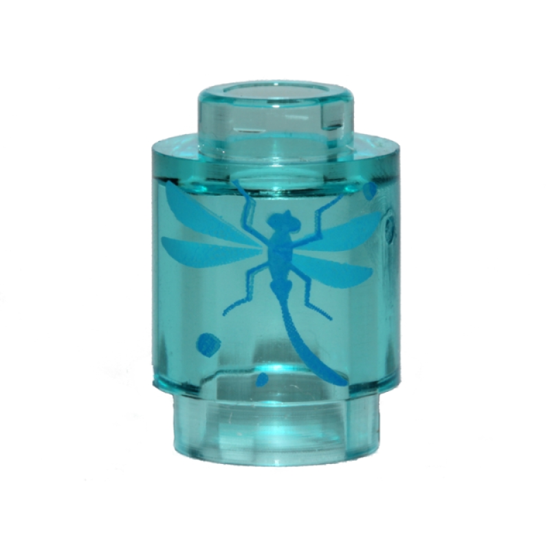 Steen, Rond 1x1 met libelle Trans Light Blue
