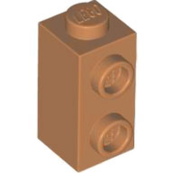 Steen, Aangepast 1x1x1 2/3 met noppen aan 1 kant Medium Nougat