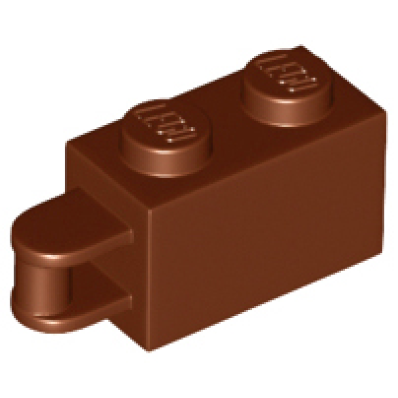 Steen, Aangepast 1x2 met handvat aan uiteinde Reddish Brown