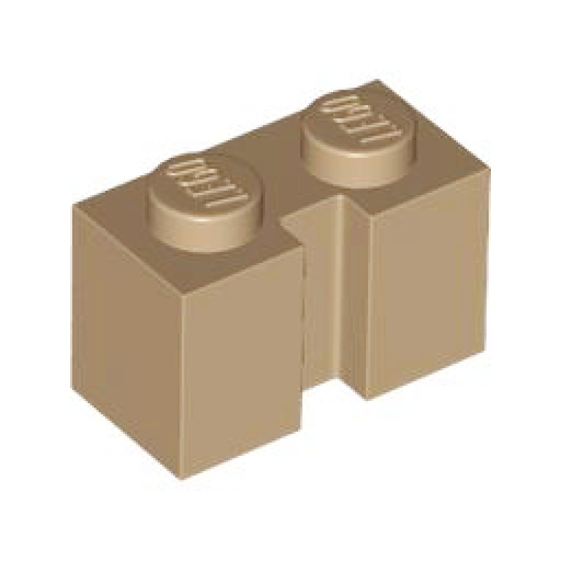 Steen, Aangepast 1x2 met gleuf Dark Tan