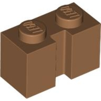 Steen, Aangepast 1x2 met gleuf Medium Nougat