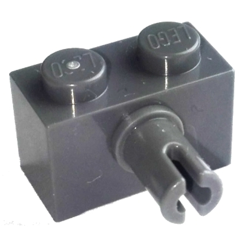 Steen, Aangepast 1x2 met pin en nophouder Dark Bluish Gray