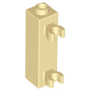 Steen, Aangepast 1x1x3 met 2 verticale clips Tan