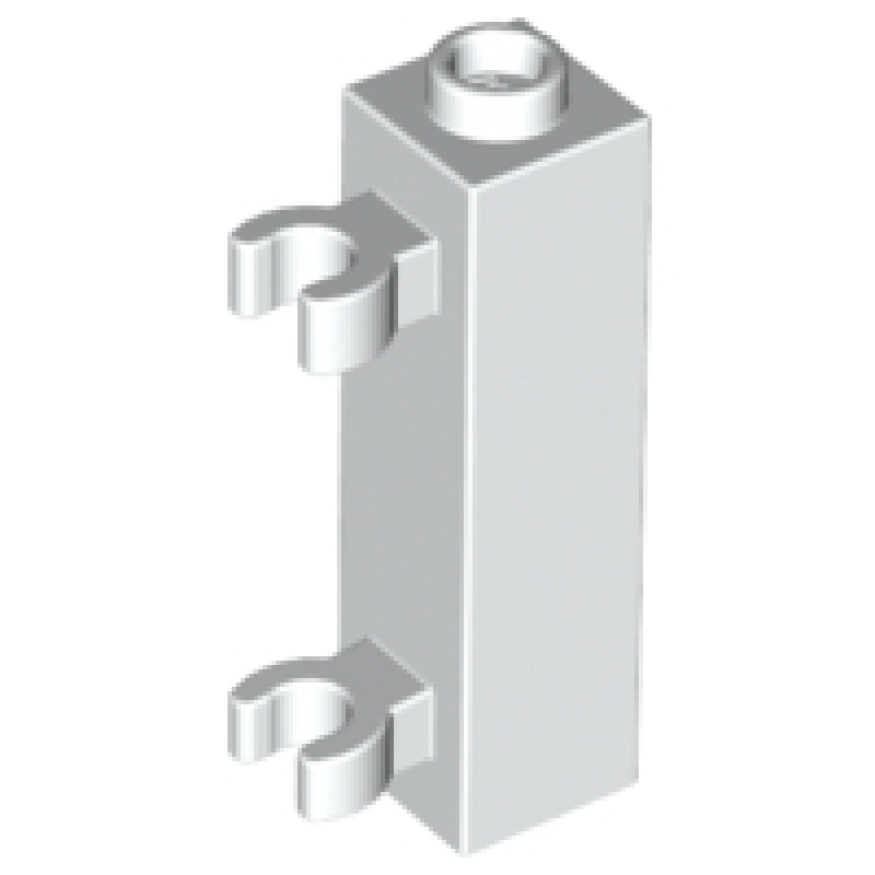 Steen, Aangepast 1x1x3 met 2 verticale clips White