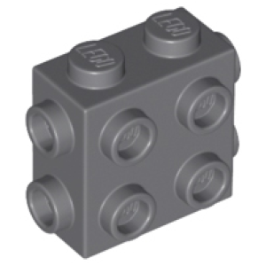 Steen, Aangepast 1x2x1 2/3 met noppen aan 3 zijden Dark Bluish Gray