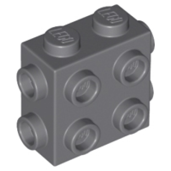 Steen, Aangepast 1x2x1 2/3 met noppen aan 3 zijden Dark Bluish Gray