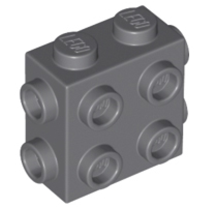 Steen, Aangepast 1x2x1 2/3 met noppen aan 3 zijden Dark Bluish Gray