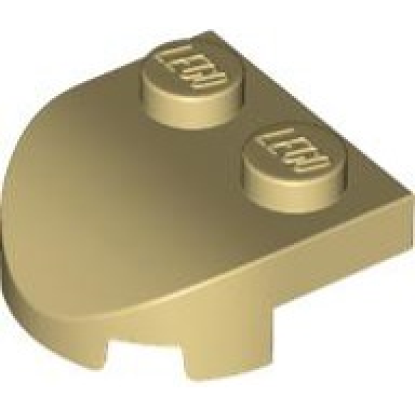  Steen, Rond 2x2x2/3 halve cirkel verlengd met 2 noppen en gebogen bovenkant Tan