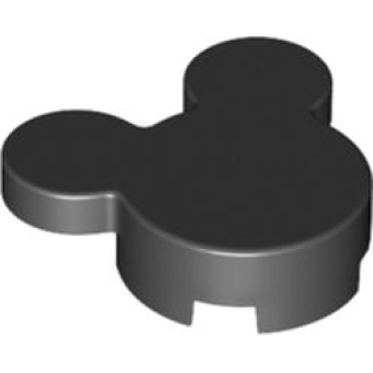 Steen, Rond 2x2x2/3 met 2 Tegel, Rond 1x1 Mickey Mouse hoofd Black