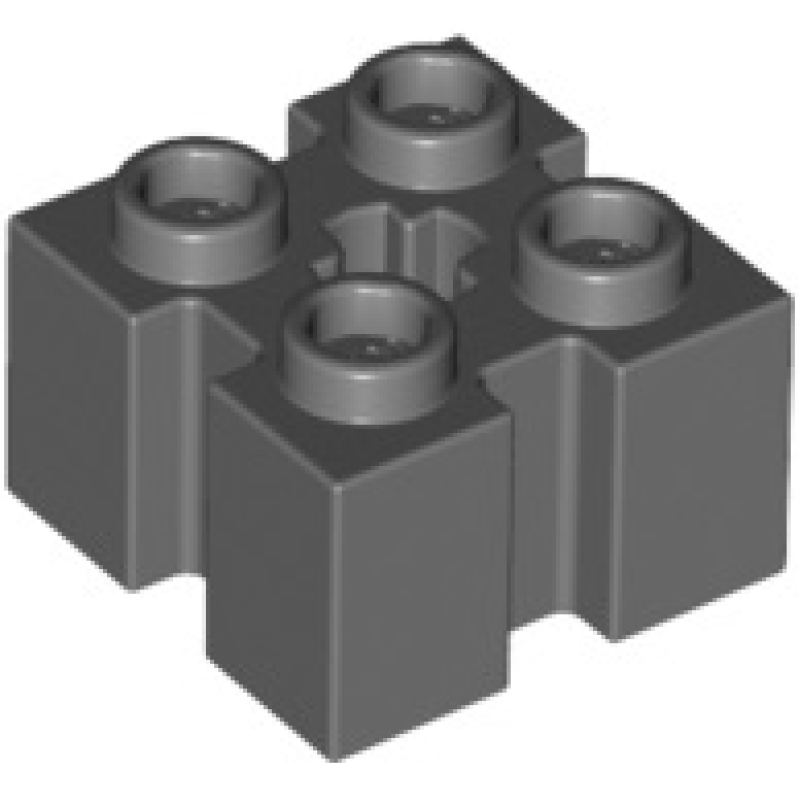 Steen, Aangepast 2x2 met gleuven en as gat Dark Bluish Gray