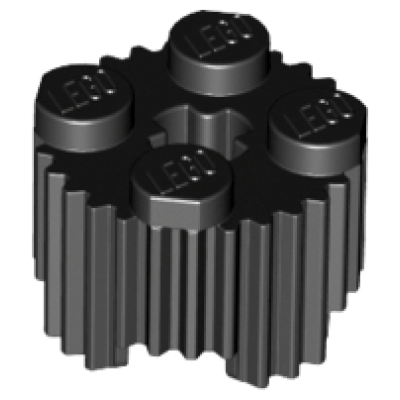 Steen, Rond 2x2 geribbeld Black