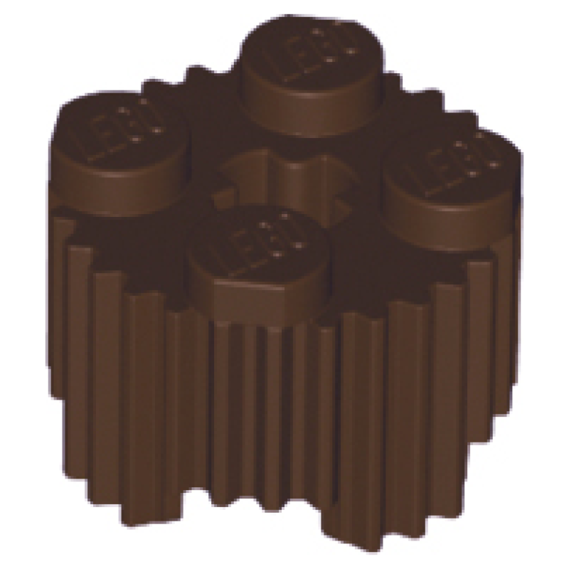 Steen, Rond 2x2 geribbeld Dark Brown