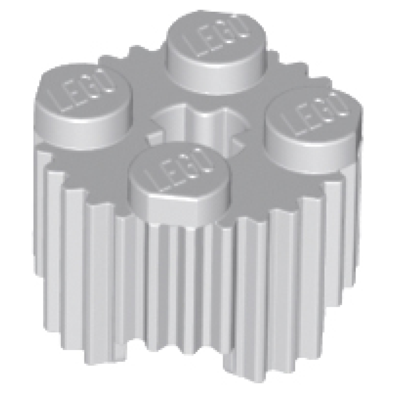 Steen, Rond 2x2 geribbeld Light Bluish Gray