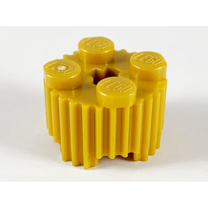 Steen, Rond 2x2 geribbeld Pearl Gold