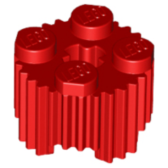 Steen, Rond 2x2 geribbeld Red