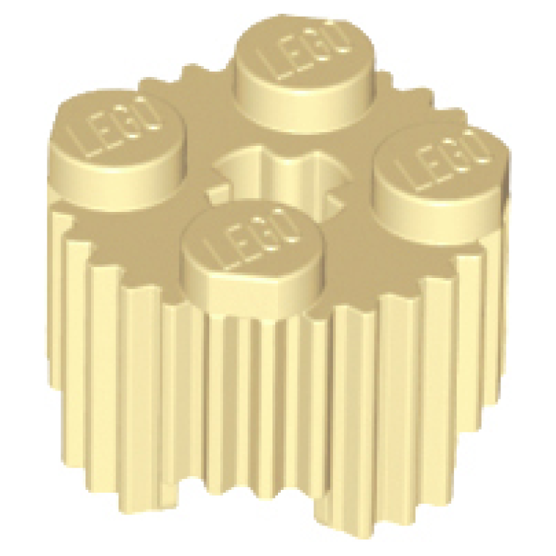 Steen, Rond 2x2 geribbeld Tan