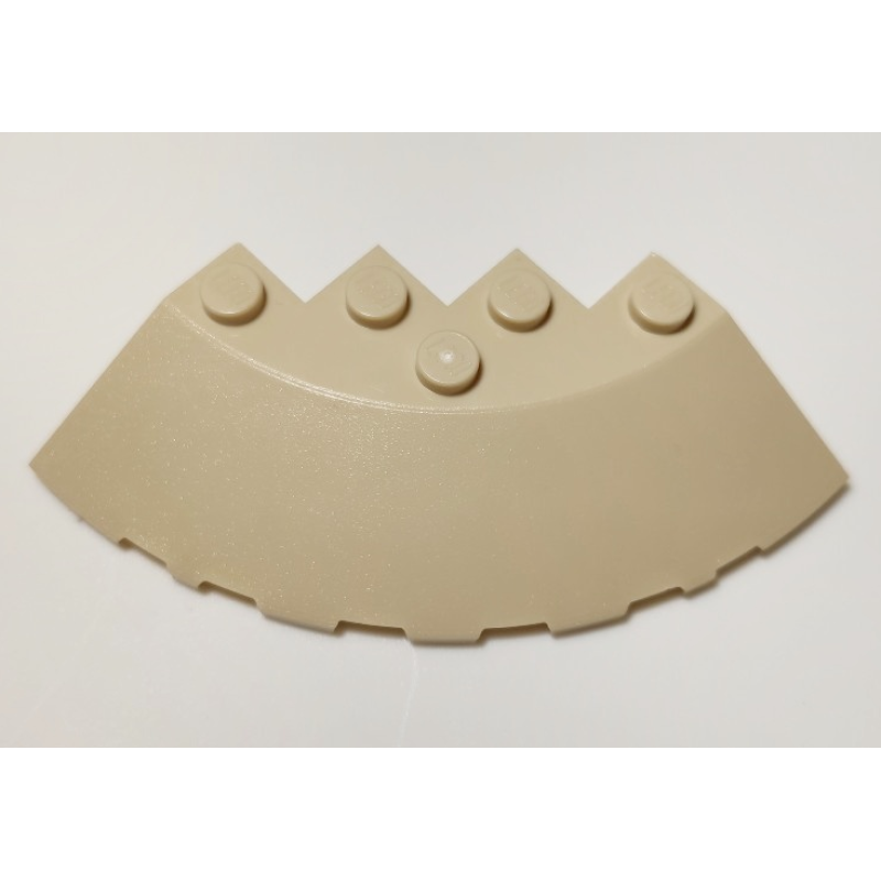 Steen, Rond Hoek 6x6 met 33° dakpan rand Tan