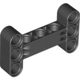 Technic, Hekbalk, Aangepast H-Vorm Dik 3x5 haaks Black