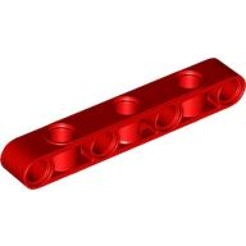 Technic, Hefbalk, Aangepast Loodrechte Gaten Dik 1x7 Red