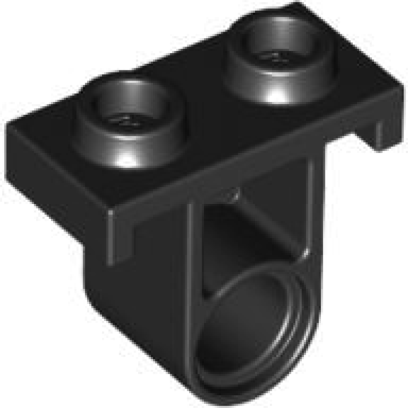 Technic, Pin Koppeling Plaat met 1 Gat (Enkel aan Onderkant) Black