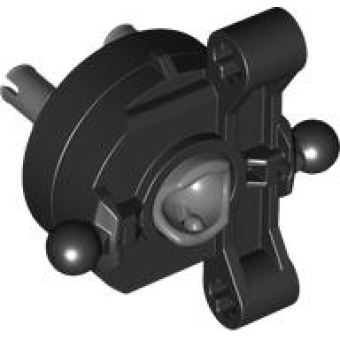 Technic, Stuur As met 2 as gaten en 2 Trekhaak Kogel Armen met donkergrijze wielnaaf Black