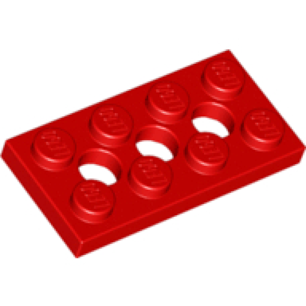 Technic, Plaat 2x4 met 3 gaten Red