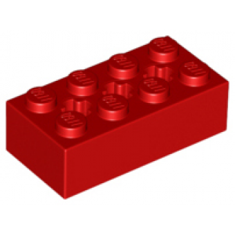 Technic, Steen 2x4 met 3 as gaten Red