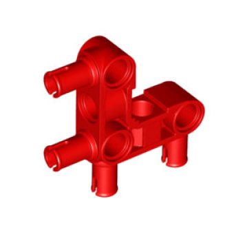 Technic, Pin Koppeling Loodrecht 3x3 gebogen met 4 pinnen Red