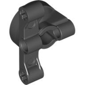 Technic, Stuur Wiel Naaf Houder met 2 Pin gaten en 2 Armen met Asgaten (Versterkt) Black
