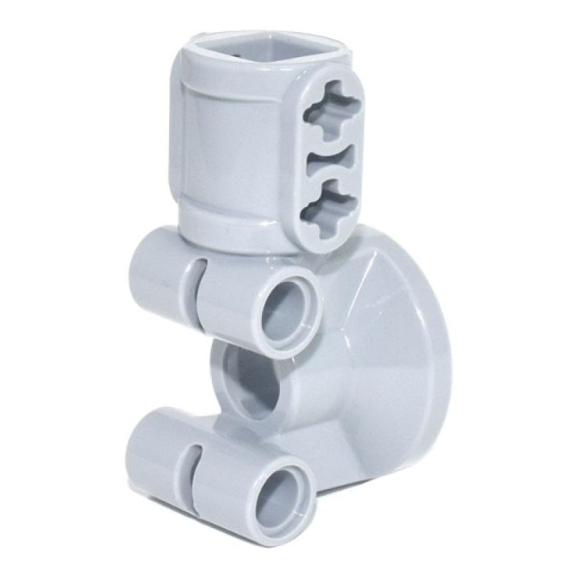 Technic, Stuur, Wielnaafhouder / Schokbreker Kop met 2 pin verbindingsstukken en as met 2 as gaten Light Bluish Gray